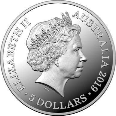 2019 $5 Bottlenose Dolphin 1oz Silver High Relief Proof Coin