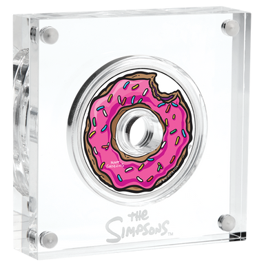 Tuvalu 2019 $1 The Simpsons Donut 1oz Silver Coloured Proof Coin