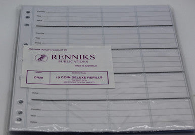 Renniks Coin Storage Pages Size 20 (10 Sheets)
