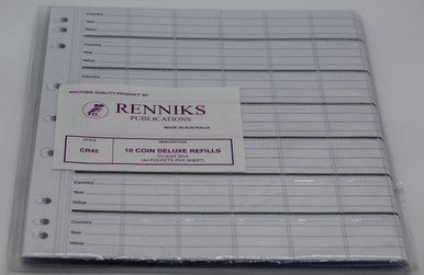 Renniks Coin Storage Pages Size 42 (10 Sheets)