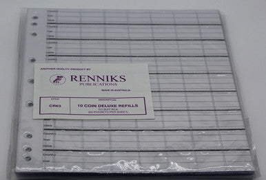 Renniks Coin Storage Pages Size 63 (10 Sheets)
