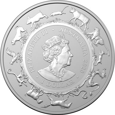 2020 $1 Year of The Rat 1oz Silver BU Coin