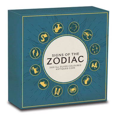 Tuvalu 2020 $5 Signs of The Zodiac 5oz Silver Coloured Antiqued Coin
