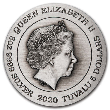 Tuvalu 2020 $5 Signs of The Zodiac 5oz Silver Coloured Antiqued Coin