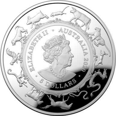 2020 $5 Year of The Rat 1oz Silver Proof Domed Coin