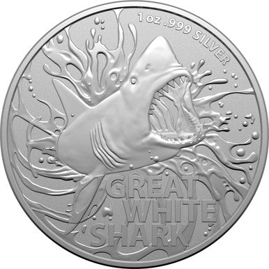 2021 $1 Australia's Most Dangerous Great White Shark 1oz Silver BU Coin