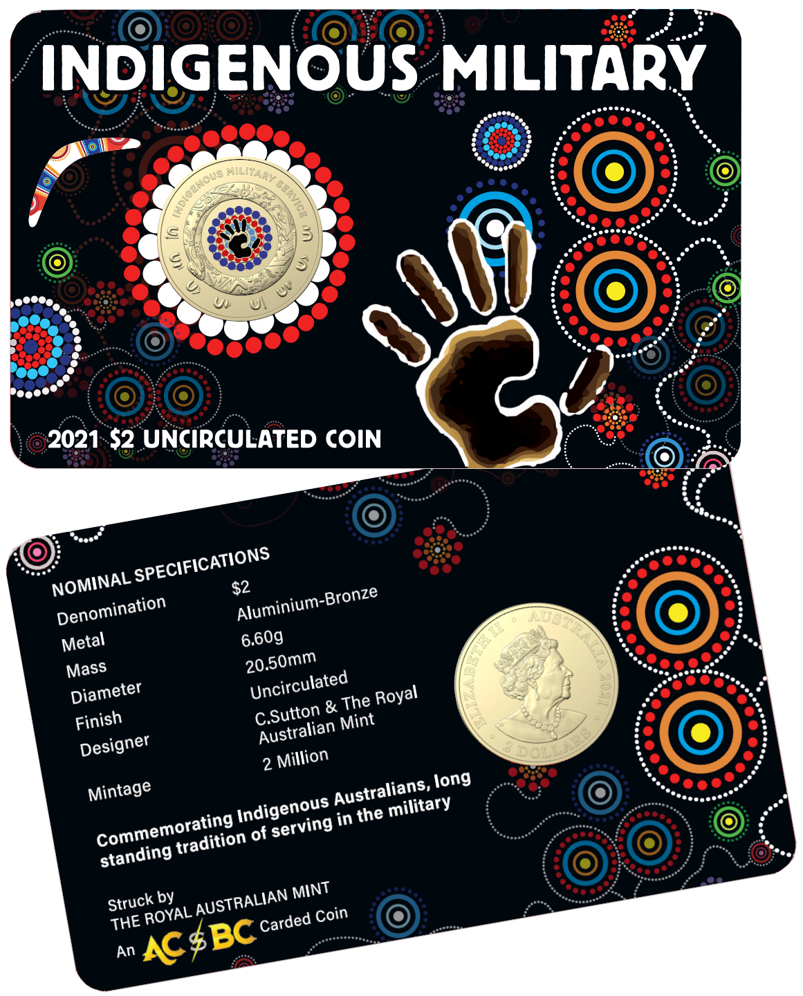 2021 $2 Indigenous Military Service Coloured UNC Coin