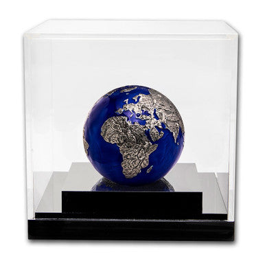 Barbados 2021 $5 Blue Marble Earth At Night 3oz Silver Coloured Spherical Shaped Coin