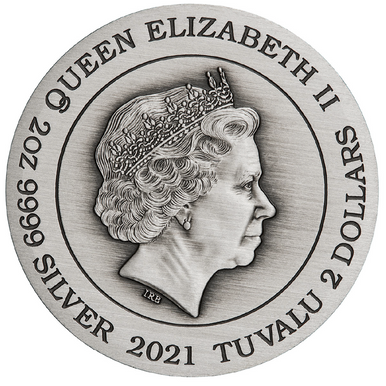 2021 Dragon and Tiger with Bagua 2oz Silver Antiqued coin