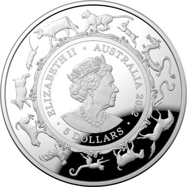 2022 $5 Year of The Tiger 1oz Silver Domed Proof Coin