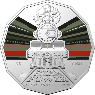 2022 50c Steam Power Australian Rail Heritage The Commonwealth Railways Coloured Uncirculated Coin