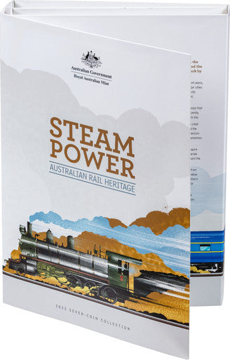 2022 50c Steam Power Australian Rail Heritage Coloured Uncirculated 7 Coin Set