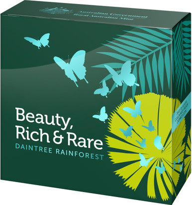 2022 $5 Beauty Rich & Rare Daintree Rainforest 1oz Silver Coloured Proof Domed Coin