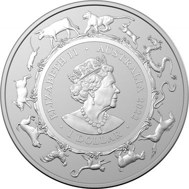 2022 $1 Year of The Tiger 1oz Silver BU Coin