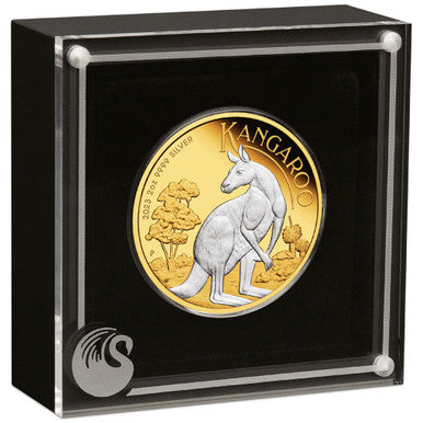 2023 $2 Australia Kangaroo 2oz Silver Reverse Gilded Coin