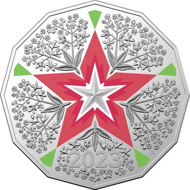 2023 50c Christmas Festive Florals Coloured Uncirculated Coin