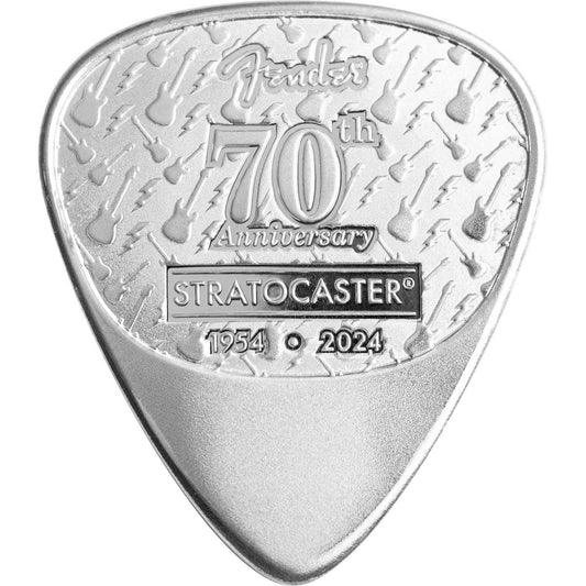 2024 Fender 70th Anniversary Stratocaster 10g Silver Guitar Pick Shaped