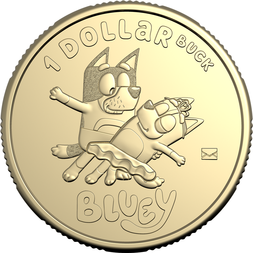 2024 $1 Bluey Mum and Dad Envelope Privy Mark Uncirculated Coin