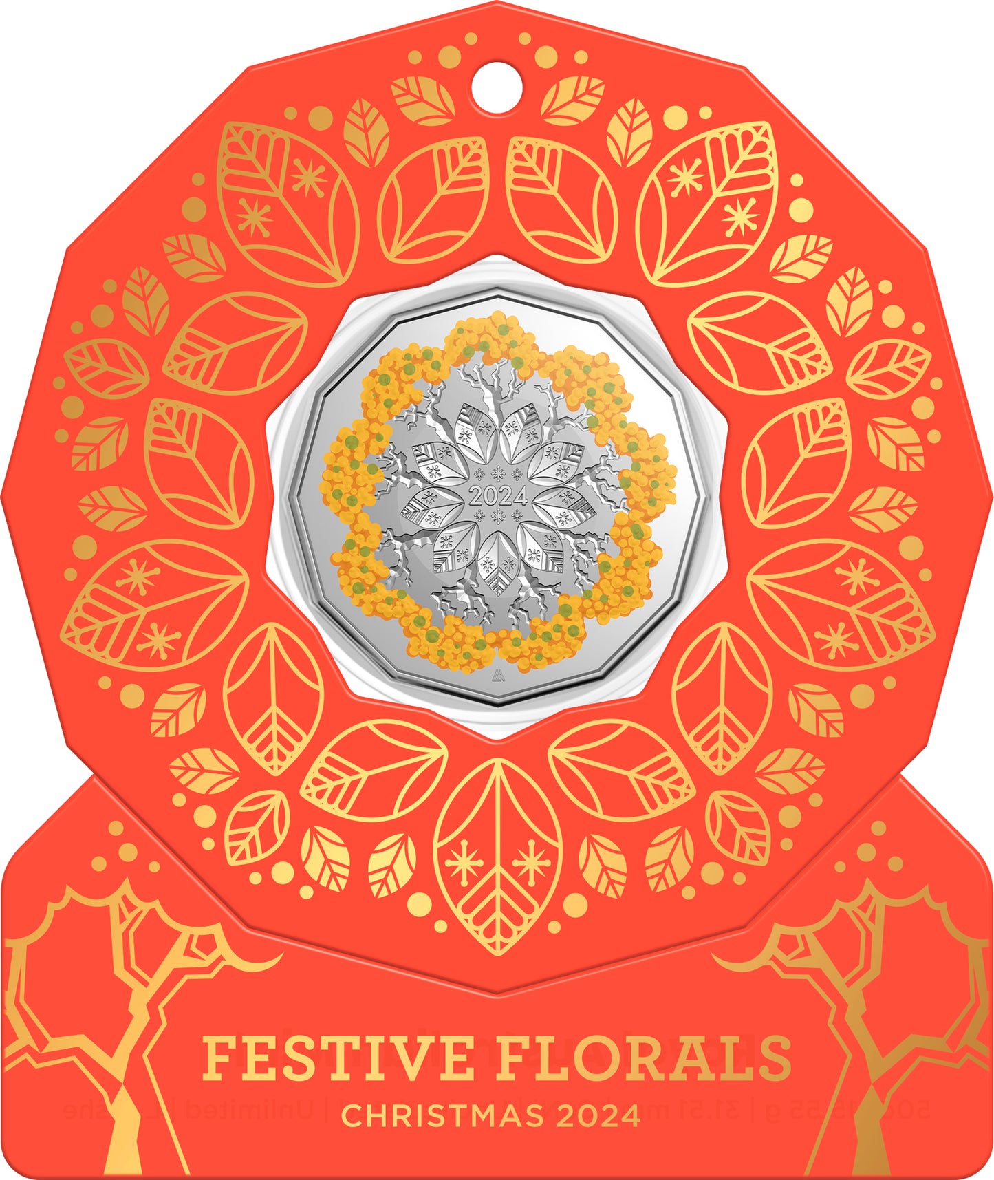 2024 50c Christmas Festive Florals Coloured Uncirculated Coin
