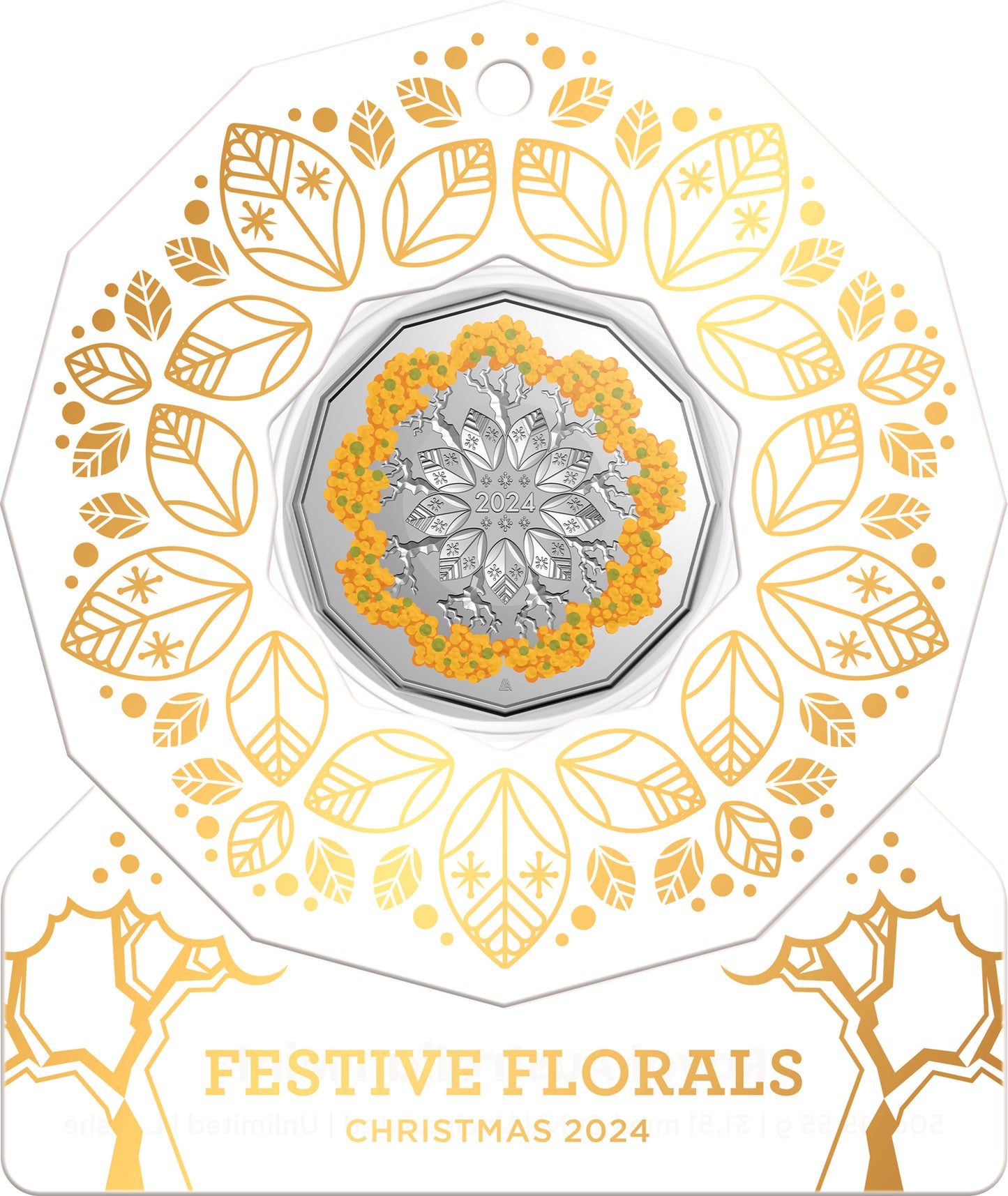 2024 50c Christmas Festive Florals Coloured Uncirculated Coin
