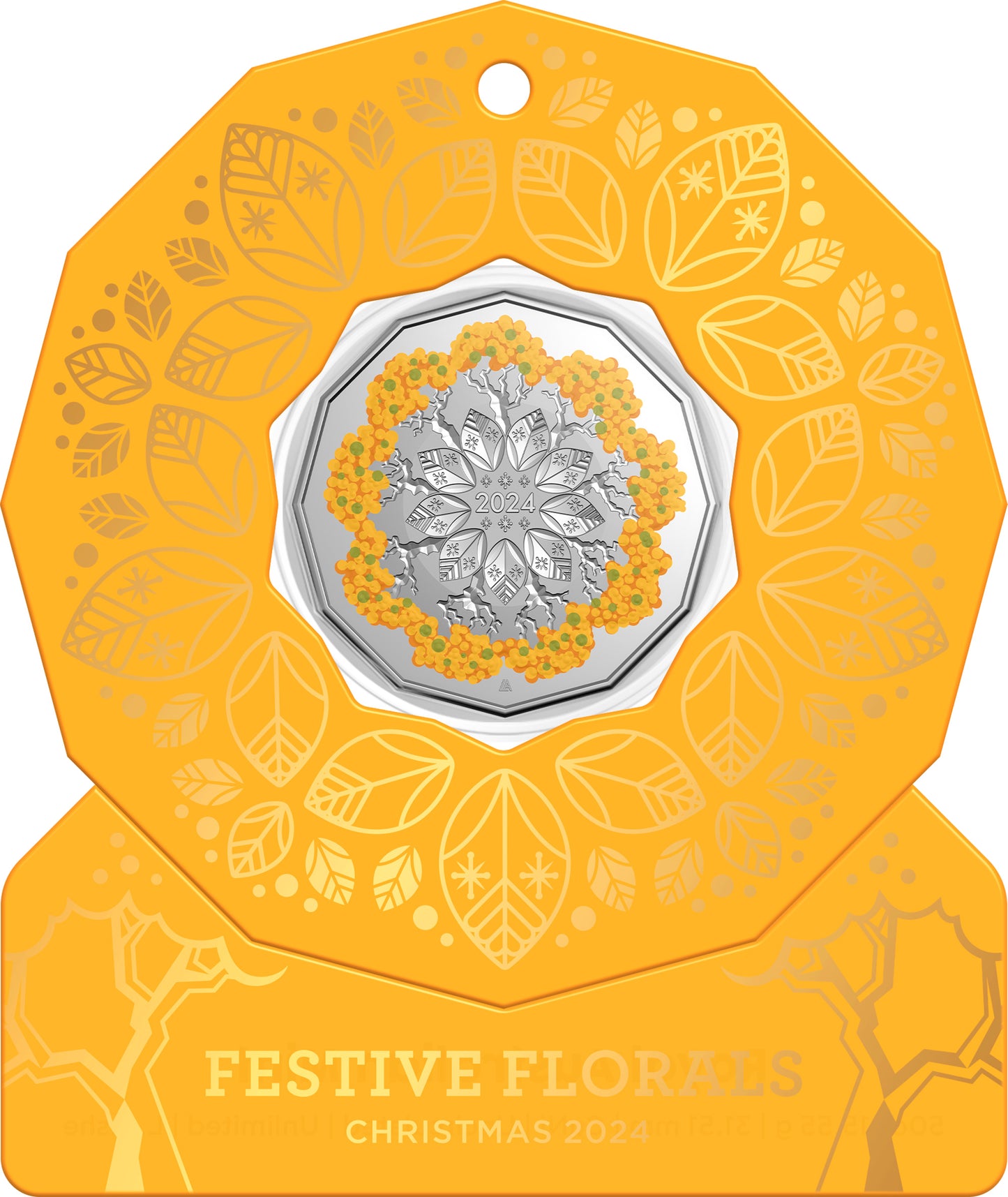 2024 50c Christmas Festive Florals Coloured Uncirculated Coin