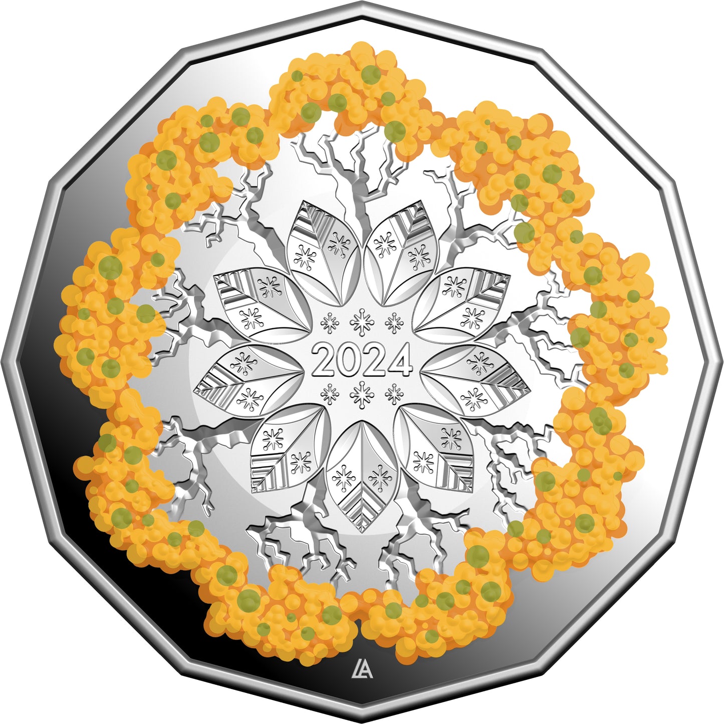 2024 50c Christmas Festive Florals Coloured Silver Proof Coin