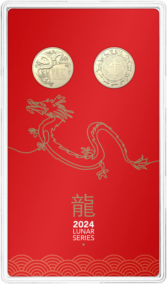 2024 $1 Year of The Dragon Uncirculated 2 Coin Set