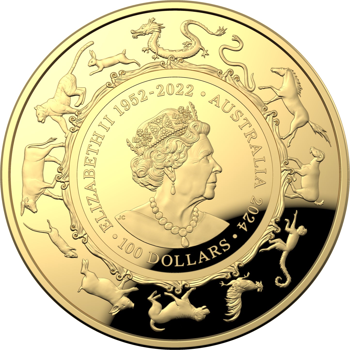 2024 $100 Year of The Dragon 1oz Gold Proof Domed Coin
