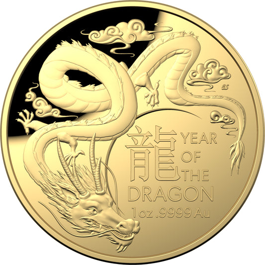 2024 $100 Year of The Dragon 1oz Gold Proof Domed Coin