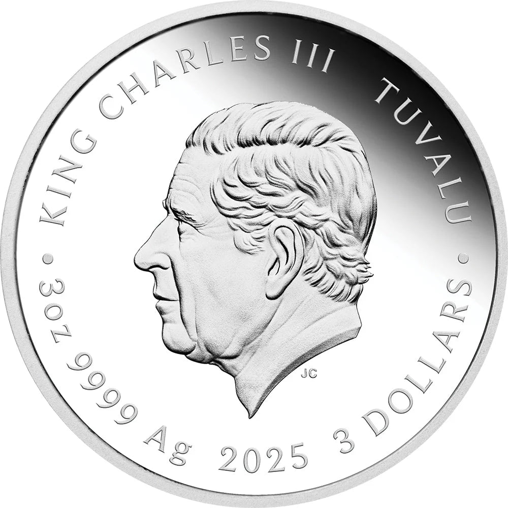 Tuvalu 2025 $3 Imperial Golden Dragon 3oz Silver Coloured Proof Coin