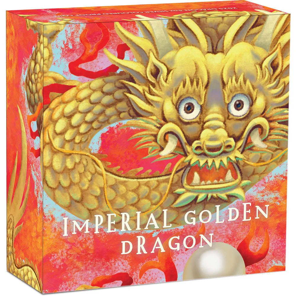 Tuvalu 2025 $3 Imperial Golden Dragon 3oz Silver Coloured Proof Coin