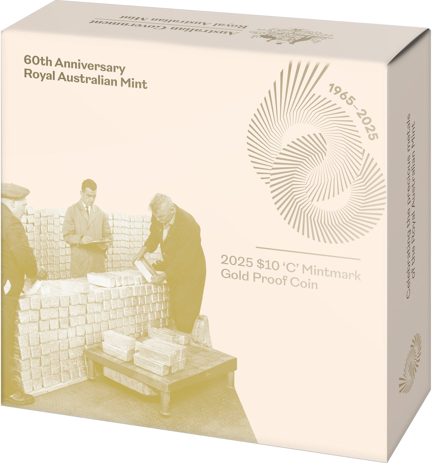 2025 $10 60th Anniversary of The Royal Australian Mint 1/10oz Gold Proof Coin