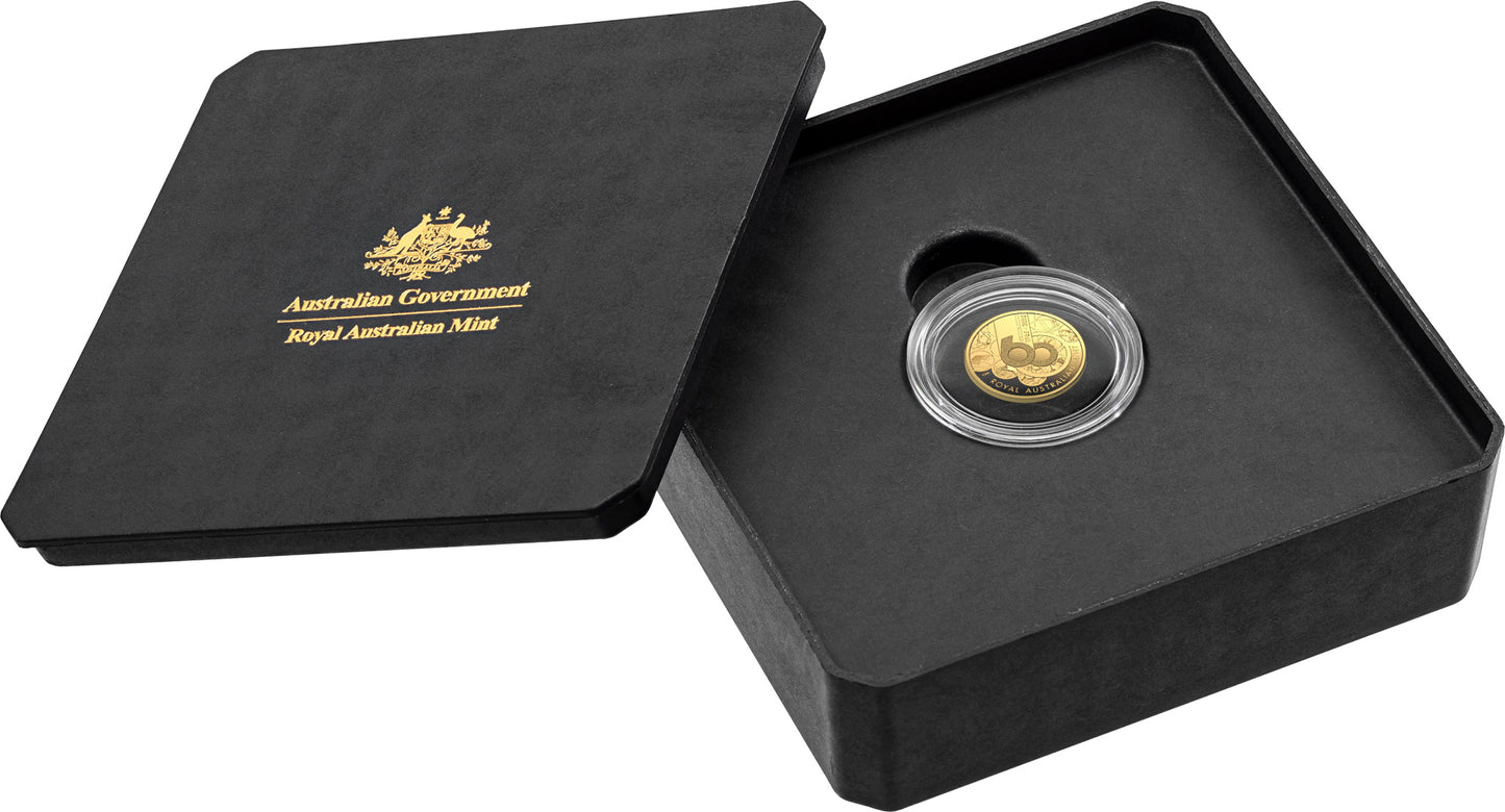 2025 $10 60th Anniversary of The Royal Australian Mint 1/10oz Gold Proof Coin