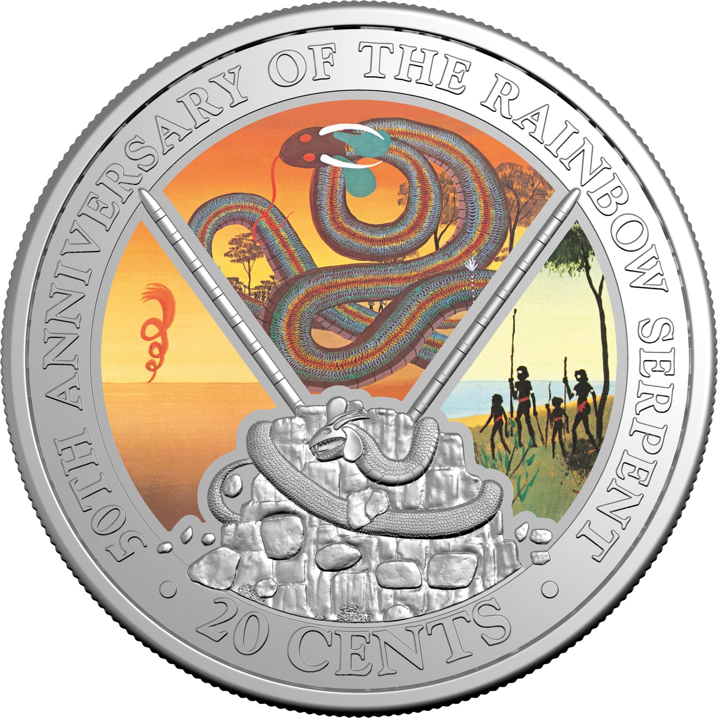 2025 20c 50th Anniversary of The Rainbow Serpent Coloured Uncirculated Coin and Book Set