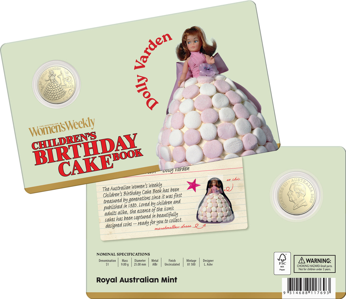2025 $1 Women's Weekly Children's Birthday Cake Book Dolly Varden Uncirculated Coin