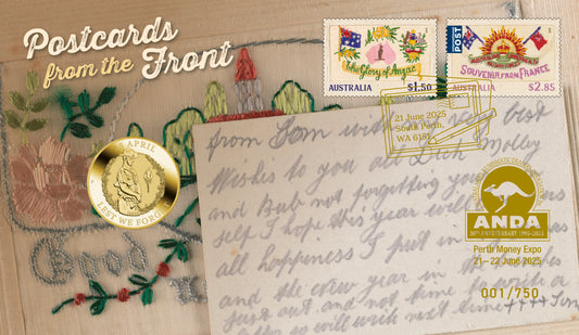 2025 $1 ANDA Perth Postcards From The Front PNC