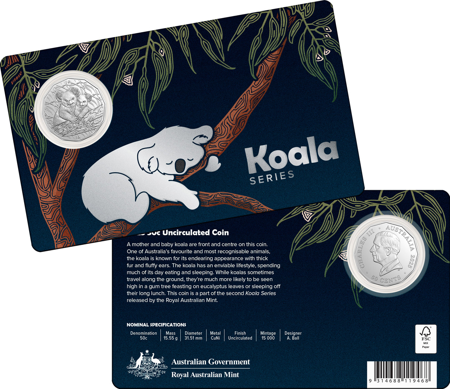 2025 50c Koala Series Uncirculated Coin