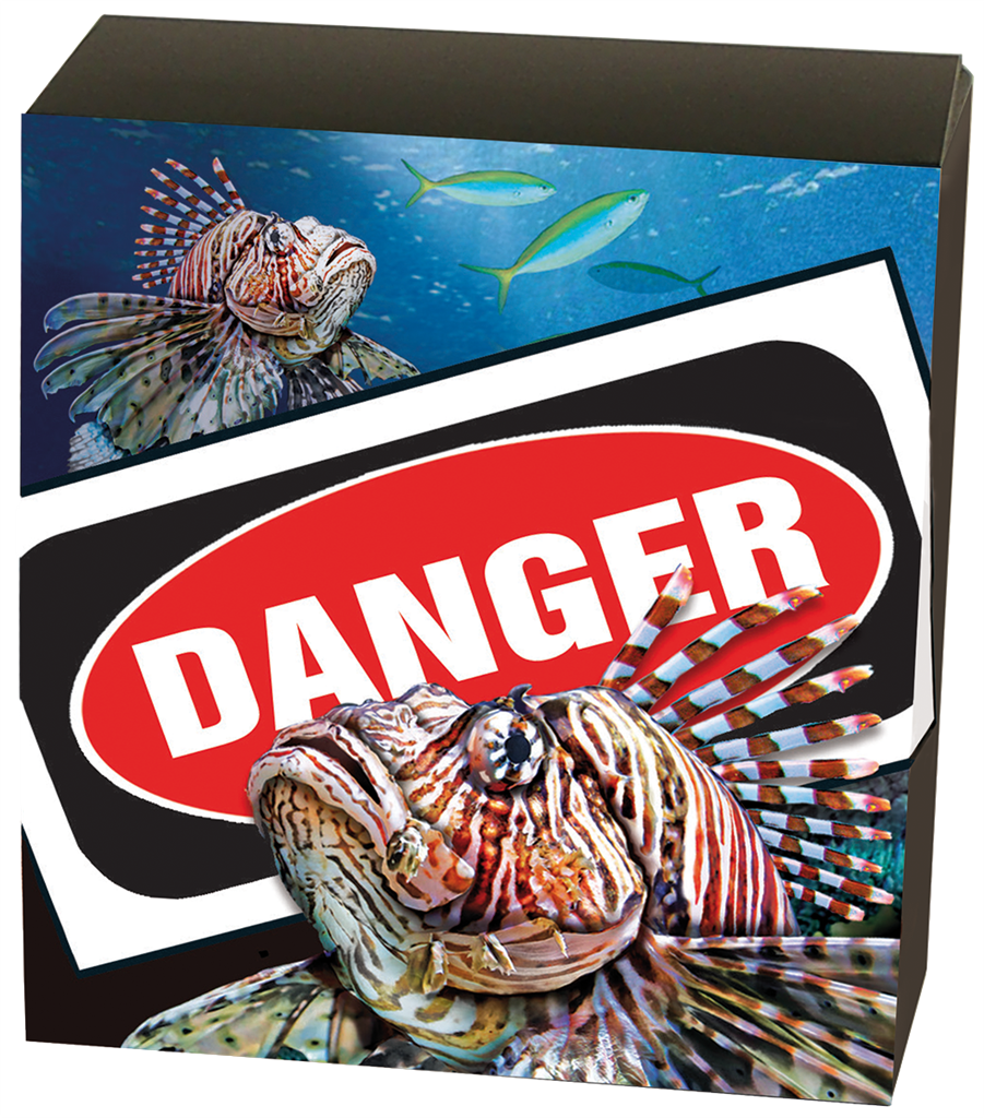 Tuvalu 2019 $1 Deadly and Dangerous Lionfish 1oz Silver Coloured Proof Coin