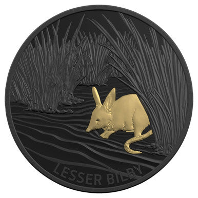 2019 $5 Echoes of Australian Fauna Lesser Bilby Selectively Gold Plated 1oz Silver Proof Coin