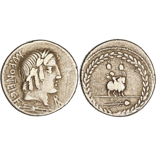 Roman Republic, Mn. Fonteius C.f., Silver Denarius, 85 BC, gF-nVF