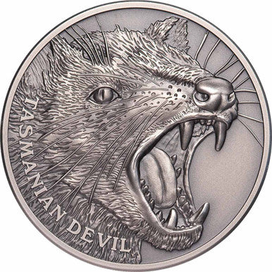 Niue 2019 $1 Wildlife Tasmanian Devil 1oz Silver Antiqued Coin