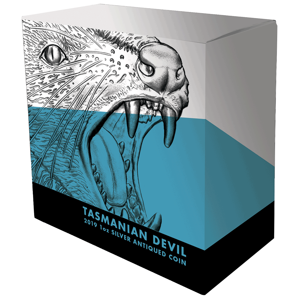 Niue 2019 $1 Wildlife Tasmanian Devil 1oz Silver Antiqued Coin