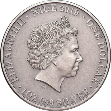 Niue 2019 $1 Wildlife Tasmanian Devil 1oz Silver Antiqued Coin