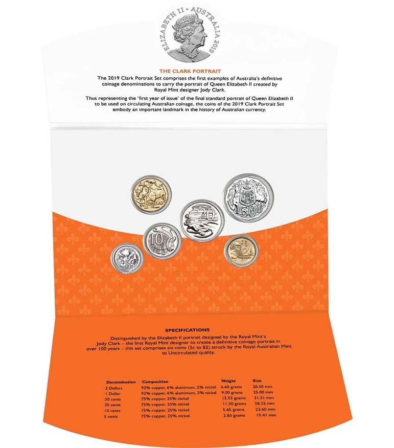 Queen Elizabeth II Jody Clark Portrait 2019 Uncirculated 6 Coin Set