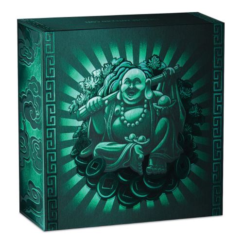 Tuvalu 2019 $1 Laughing Buddha 1oz Silver Antiqued Coin