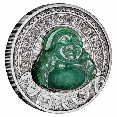 Tuvalu 2019 $1 Laughing Buddha 1oz Silver Antiqued Coin