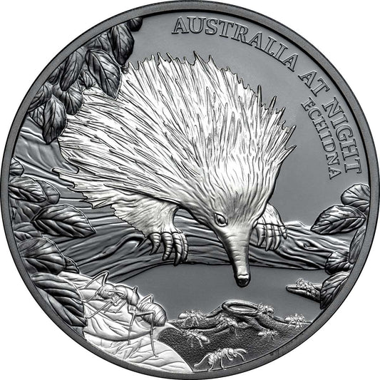 Niue 2020 $1 Australia at Night Echidna 1oz Silver Black Proof Coin