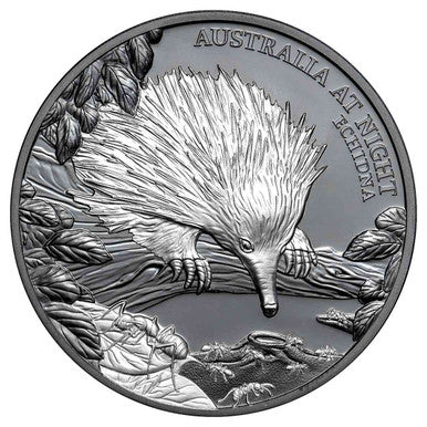 Niue 2020 $1 Australia at Night Echidna 1oz Silver Black Proof Coin