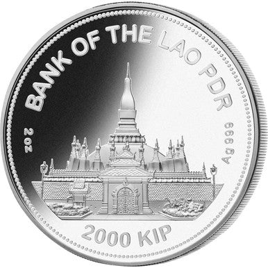2020 Lunar Year of the Rat 2,000 Kip Jade Gilded 2oz Silver