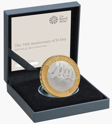 UK 2019 £2 The 75th Anniversary of D-Day Selectively Gold Plated Silver Proof Coin